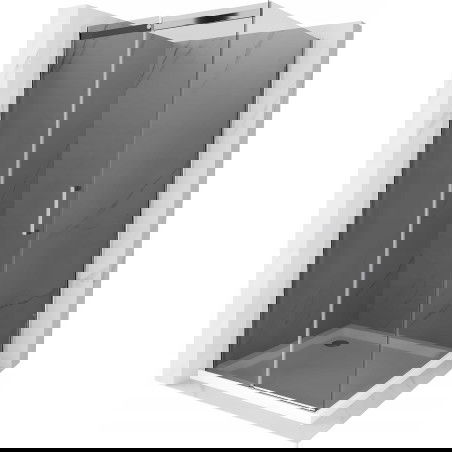 Mexen Omega tolóajtós zuhanykabin 100 x 100 cm, Sötétszürke, Króm + zuhanytálca Flat, bialy - 825-100-100-01-40-4010