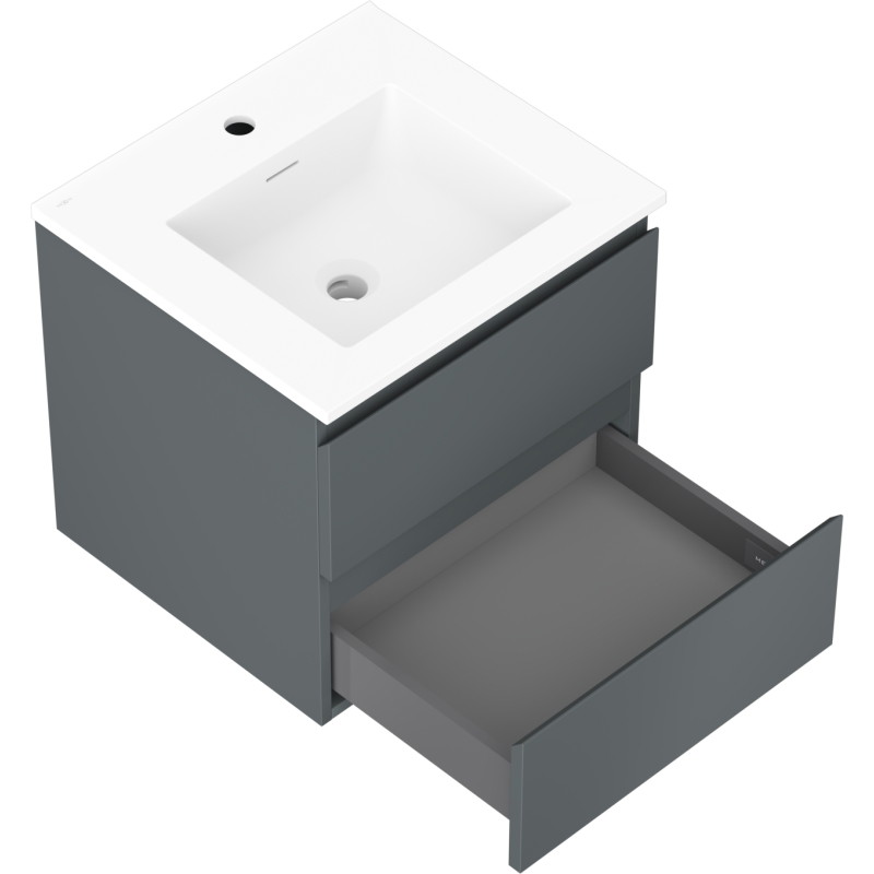 Mexen Orio dulap de baie 50 cm cu lavoar Otis, 2 sertare, grafit mat/alb mat - 91A10-05047-2-BFF66-W18M01