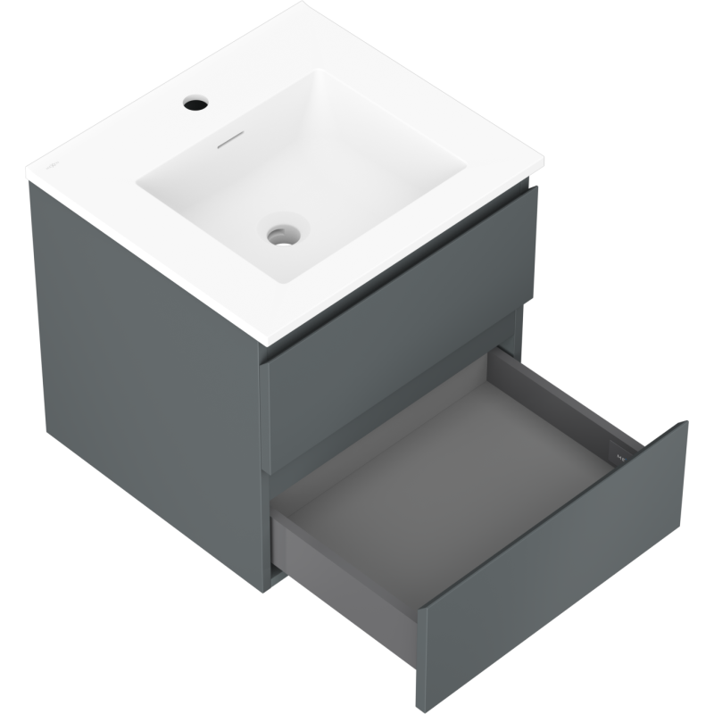 Mexen Orio fürdőszobaszekrény 50 cm mosdóval Otis, 2 fiók, grafit matt/fehér matt - 91A10-05047-2-BFF66-W18M01
