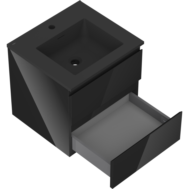 Mexen Orio dulap baie 50 cm cu chiuvetă Otis, 2 sertare, negru lucios/negru mat - 91A10-05047-2-BFF70-W18M71