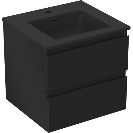 Mexen Orio 50 cm-es fürdőszobai szekrény Otis mosdóval, 2 fiók, fekete matt - 91A10-05047-2-BFF71-W18M71