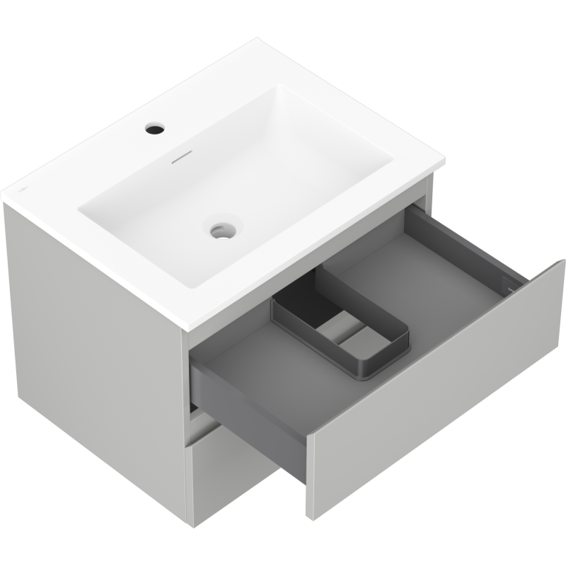 Mexen Orio dulap baie 60 cm cu chiuvetă Otis, 2 sertare, gri mat/alb mat - 91A10-06047-2-BFF62-W18M01