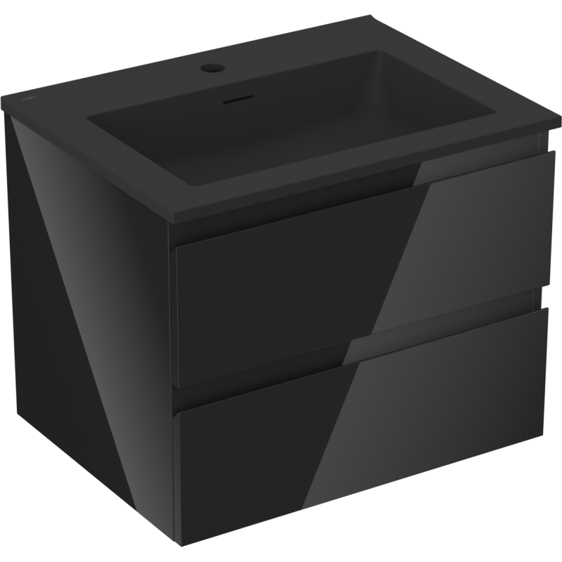 Mexen Orio dulap de baie 60 cm cu chiuvetă Otis, 2 sertare, negru lucios/negru mat - 91A10-06047-2-BFF70-W18M71