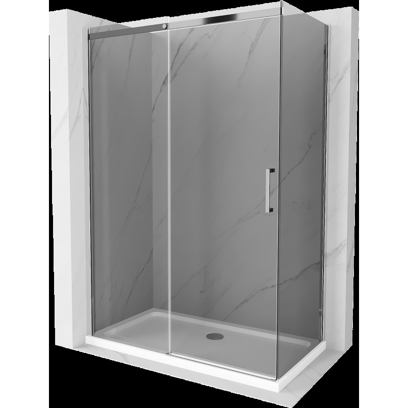 Mexen Omega cabină de duș extensibilă 130 x 70 cm, Grafit, Crom + cadă de duș Flat, Albă - 825-130-070-01-40-4010