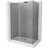 Mexen Omega cabina de duș glisantă 130 x 70 cm, grafit, crom + cadă de duș Flat, alb - 825-130-070-01-40-4010