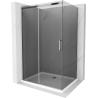 Mexen Omega 130 x 90 cm-es tolóajtós zuhanykabin, grafit, króm + Flat zuhanytálca, fehér - 825-130-090-01-40-4010