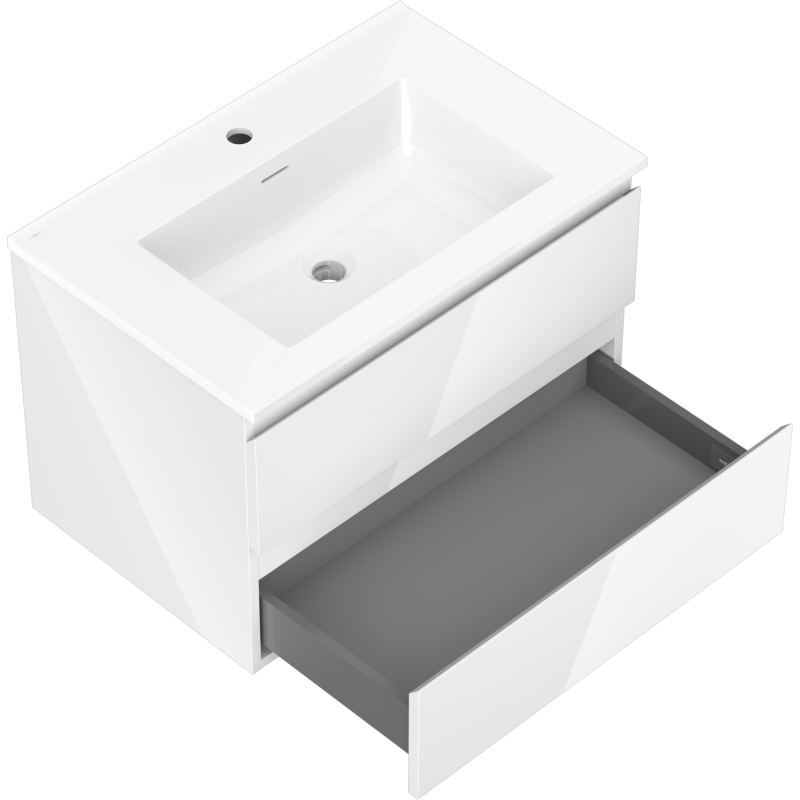 Mexen Orio dulap baie 70 cm cu lavoar Otis, 2 sertare, alb lucios - 91A10-07047-2-BFF00-W18M00