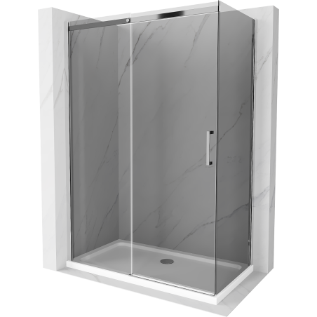 Mexen Omega cabină de duș glisantă 140 x 80 cm, grafit, crom + cadă Flat, alb - 825-140-080-01-40-4010