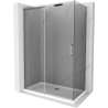 Mexen Omega cabină de duș glisantă 140 x 80 cm, grafit, crom + cadă Flat, alb - 825-140-080-01-40-4010