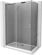 Mexen Omega cabină de duș glisantă 140 x 80 cm, grafit, crom + cadă Flat, alb - 825-140-080-01-40-4010