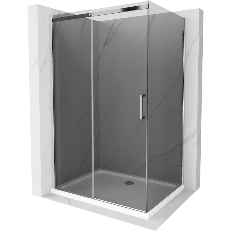 Mexen Omega cabină de duș extensibilă 140 x 90 cm, Grafit, Crom + cadă de duș Flat, Albă - 825-140-090-01-40-4010
