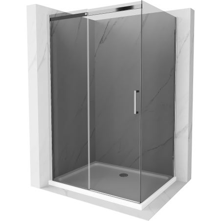 Mexen Omega cabină de duș extensibilă 140 x 90 cm, Grafit, Crom + cadă de duș Flat, Albă - 825-140-090-01-40-4010