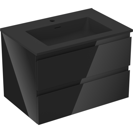 Mexen Orio dulap baie 70 cm cu lavoar Otis, 2 sertare, negru lucios/negru mat - 91A10-07047-2-BFF70-W18M71