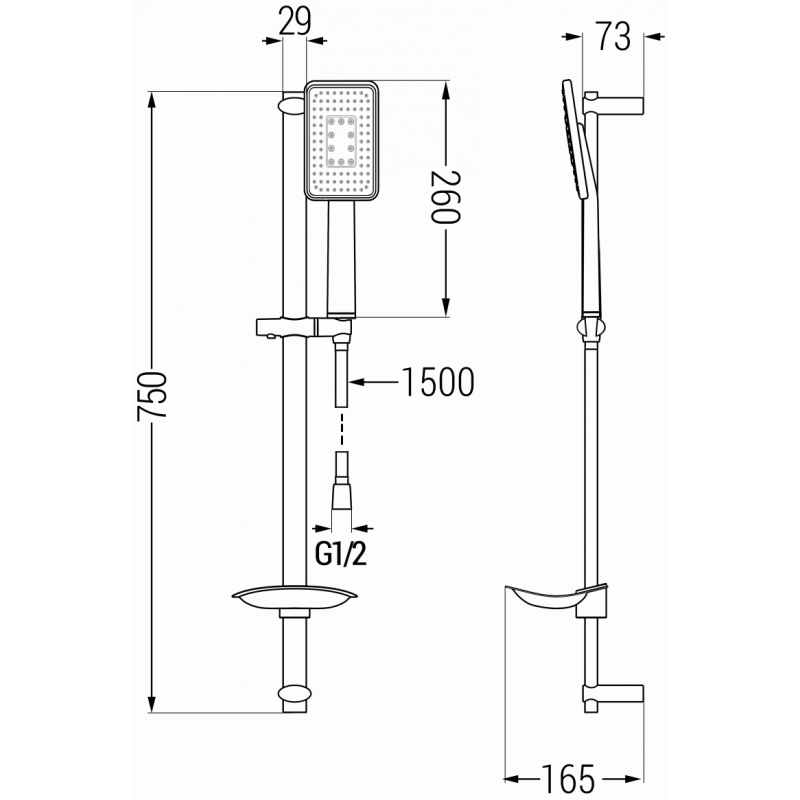 Mexen DB54 elcsúsztatható zuhanykészlet, fekete/krom - 785544584-17