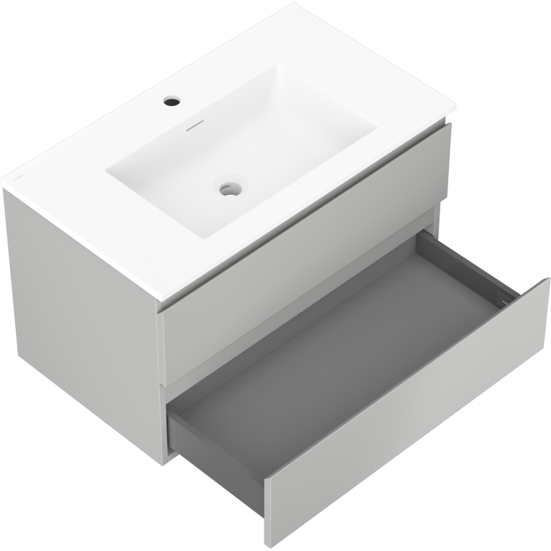 Mexen Orio 80 cm-es fürdőszobai szekrény Otis mosdóval, 2 fiókkal, szürke matt/fehér matt - 91A10-08047-2-BFF62-W18M01