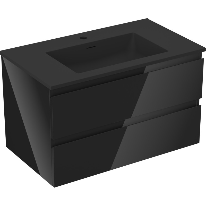 Mexen Orio dulap de baie 80 cm cu lavoar Otis, 2 sertare, negru lucios/negru mat - 91A10-08047-2-BFF70-W18M71