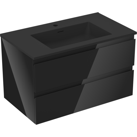 Mexen Orio dulap baie 80 cm cu lavoar Otis, 2 sertare, negru lucios/negru mat - 91A10-08047-2-BFF70-W18M71