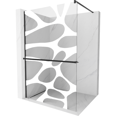Mexen Kioto+ zuhanyfal polccal Walk-in 140 x 200 cm, fehér hullám, fekete - 800-140-121-70-97