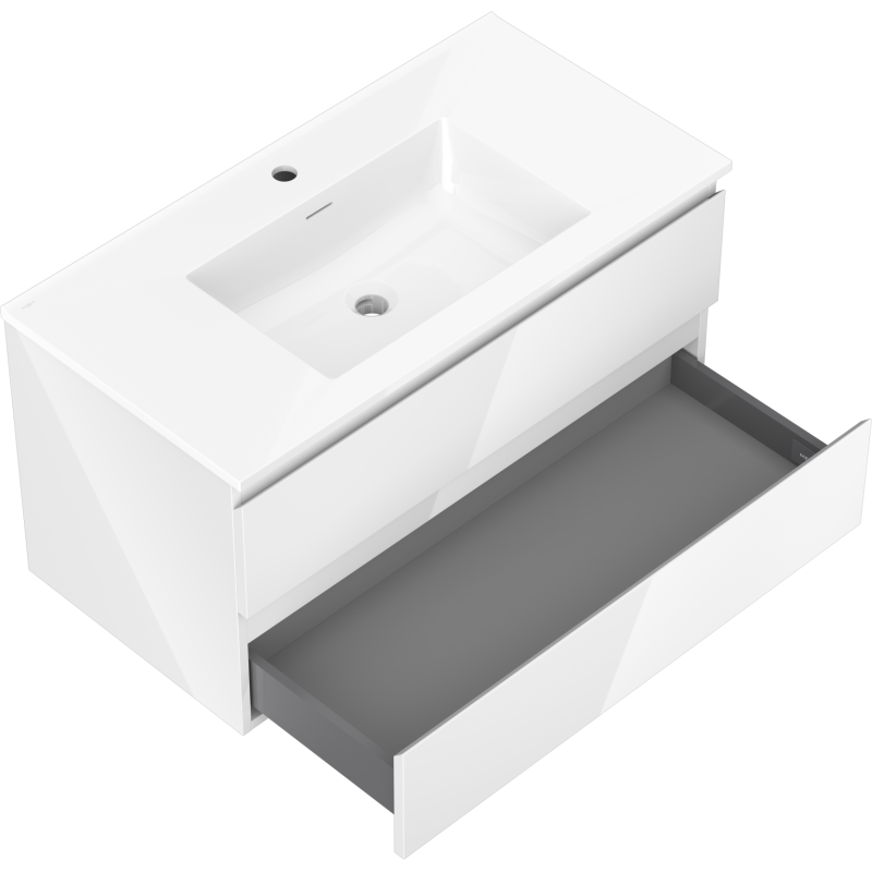 Mexen Orio dulap baie 90 cm cu lavoar Otis, 2 sertare, alb lucios - 91A10-09047-2-BFF00-W18M00