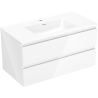 Mexen Orio 90 cm-es fürdőszobai szekrény Otis mosdóval, 2 fiók, fényes fehér - 91A10-09047-2-BFF00-W18M00