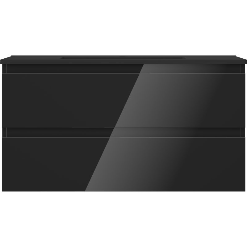 Mexen Orio dulap baie 90 cm cu lavoar Otis, 2 sertare, negru lucios/negru mat - 91A10-09047-2-BFF70-W18M71