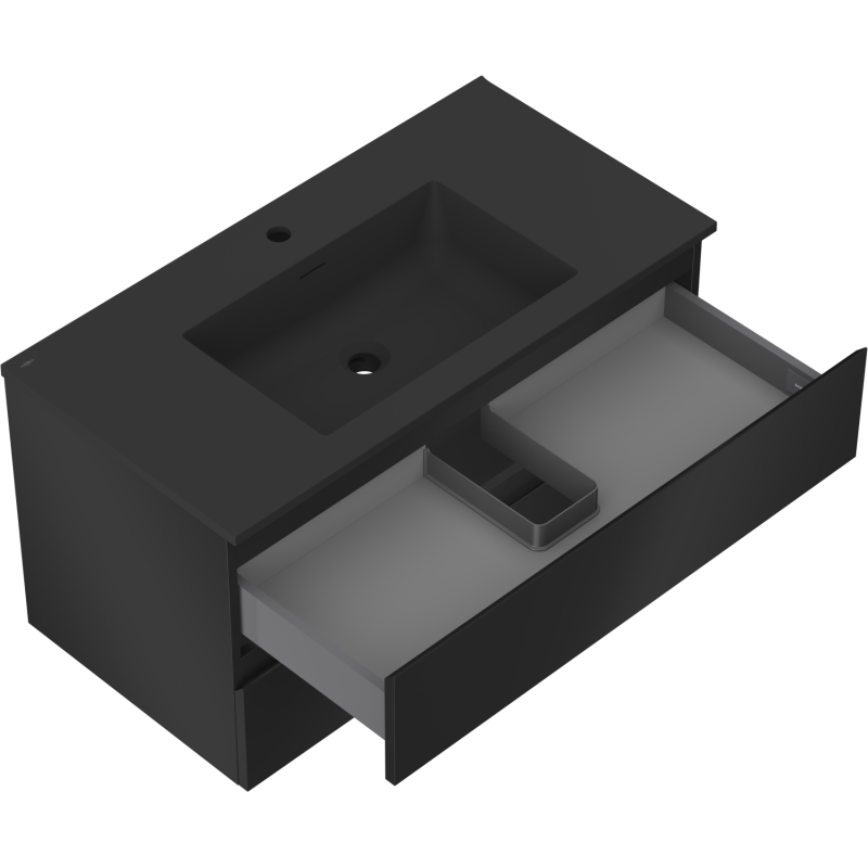 Mexen Orio dulap baie 90 cm cu lavoar Otis, 2 sertare, negru mat - 91A10-09047-2-BFF71-W18M71