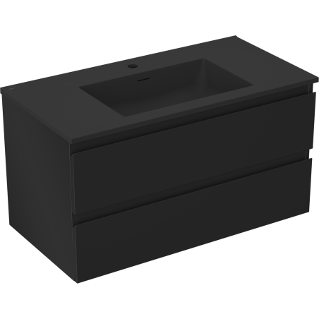 Mexen Orio 90 cm-es fürdőszobai szekrény Otis mosdóval, 2 fiókkal, fekete matt - 91A10-09047-2-BFF71-W18M71