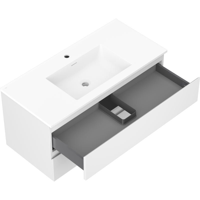 Mexen Orio fürdőszobaszekrény 100 cm mosdóval Otis, 2 fiók, fehér matt - 91A10-10047-2-BFF01-W18M01
