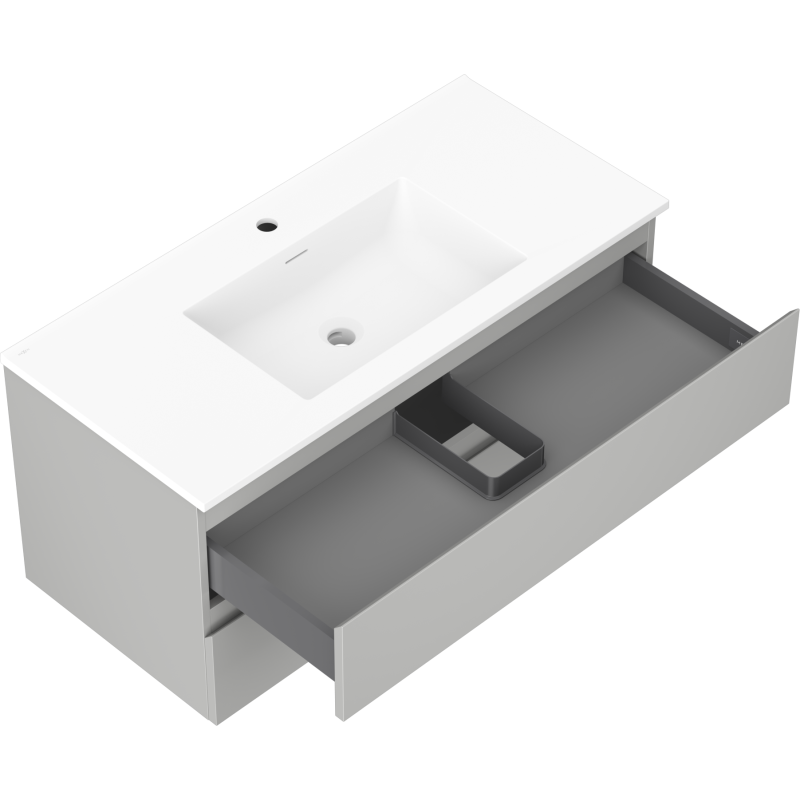 Mexen Orio dulap de baie 100 cm cu lavoar Otis, 2 sertare, gri mat/alb mat - 91A10-10047-2-BFF62-W18M01