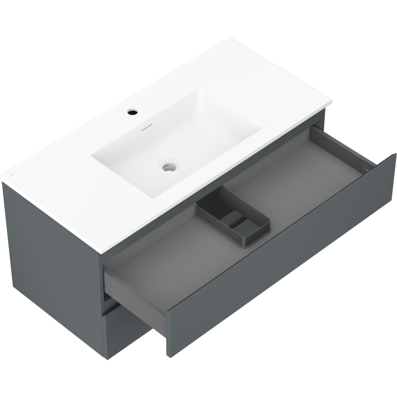 Mexen Orio 100 cm-es fürdőszobaszekrény Otis mosdóval, 2 fiók, grafit matt/fehér matt - 91A10-10047-2-BFF66-W18M01