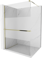 Mexen Kioto+ perete de duș cu raft Walk-in 120 x 200 cm, transparent/satinat, auriu - 800-120-121-50-35