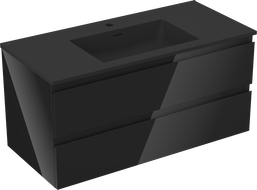 Mexen Orio dulap baie 100 cm cu lavoar Otis, 2 sertare, negru lucios/negru mat - 91A10-10047-2-BFF70-W18M71
