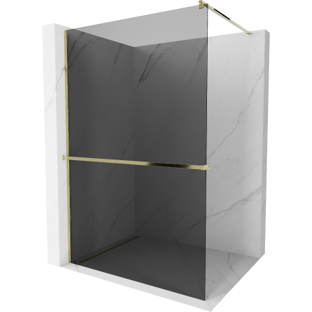 Mexen Kioto+ zuhanyfal polccal Walk-in 80 x 200 cm, grafit, arany - 800-080-121-50-40