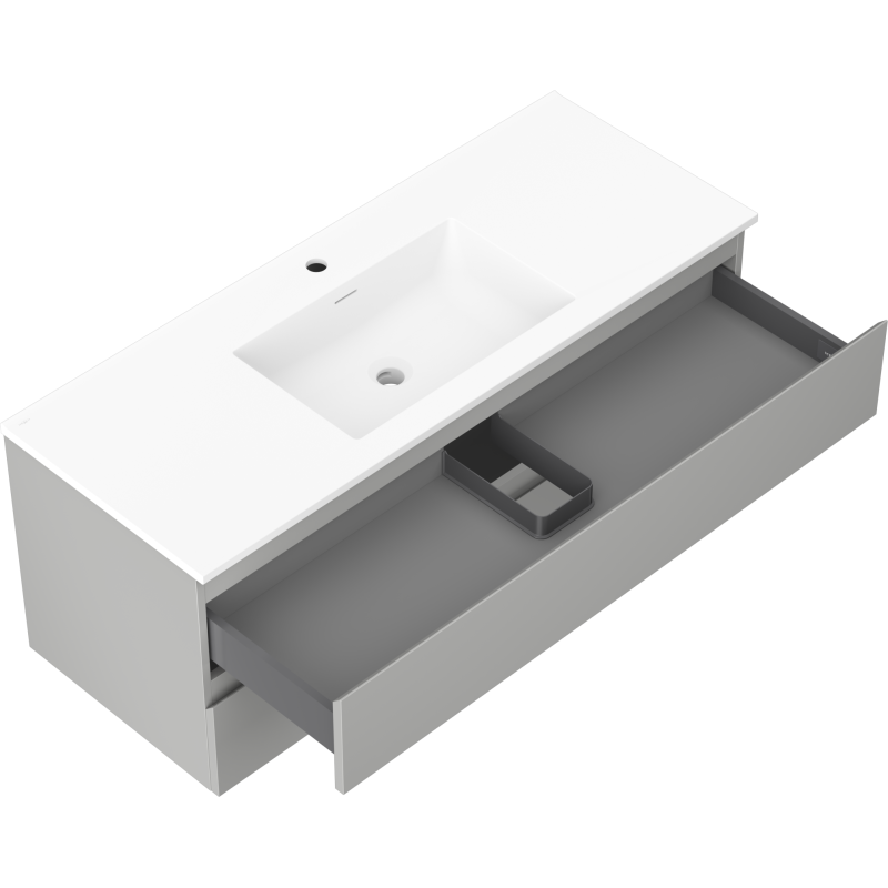 Mexen Orio fürdőszobai szekrény 120 cm mosdóval Otis, 2 fiók, szürke matt/fehér matt - 91A10-12047-2-BFF62-W18M01