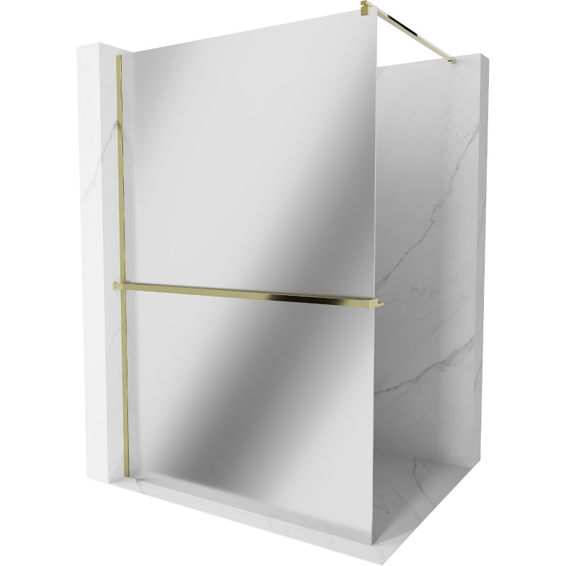 Mexen Kioto+ 70 x 200 cm-es Walk-in zuhanyfal polccal, tükör, arany - 800-070-121-50-50