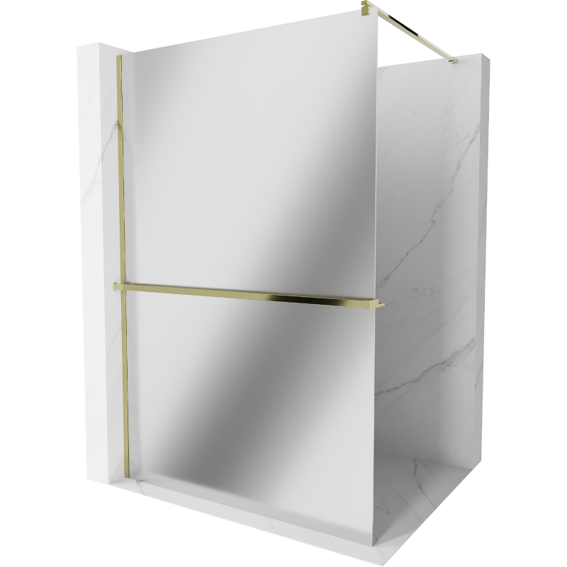 Mexen Kioto+ zuhanyfal polccal és korláttal 70 x 200 cm, Tükör 8 mm, Arany - 800-070-121-50-50