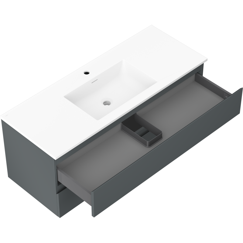 Mexen Orio 120 cm-es fürdőszobaszekrény Otis mosdóval, 2 fiókos, grafit matt/fehér matt - 91A10-12047-2-BFF66-W18M01