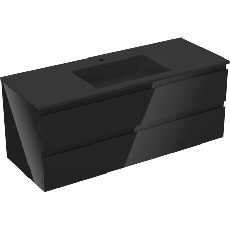 Mexen Orio fürdőszobai szekrény 120 cm mosdóval Otis, 2 fiók, fekete fényes/fekete matt - 91A10-12047-2-BFF70-W18M71