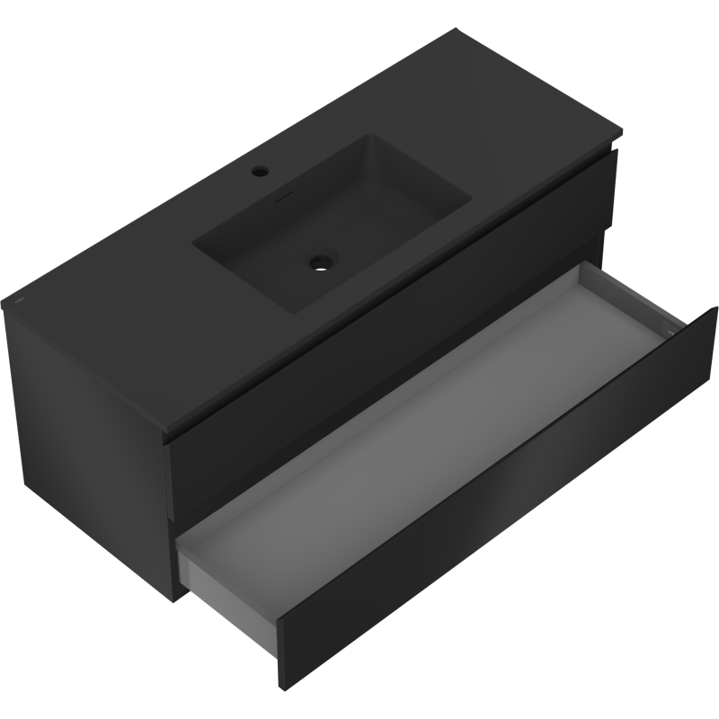 Mexen Orio dulap baie 120 cm cu lavoar Otis, 2 sertare, negru mat - 91A10-12047-2-BFF71-W18M71