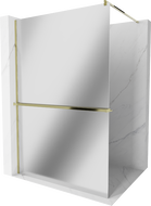 Mexen Kioto+ zuhanyfal polccal és korláttal 100 x 200 cm, Tükör 8 mm, Arany - 800-100-121-50-50