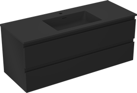 Dulap baie Mexen Orio 120 cm cu chiuvetă Otis, 2 sertare, negru mat - 91A10-12047-2-BFF71-W18M71