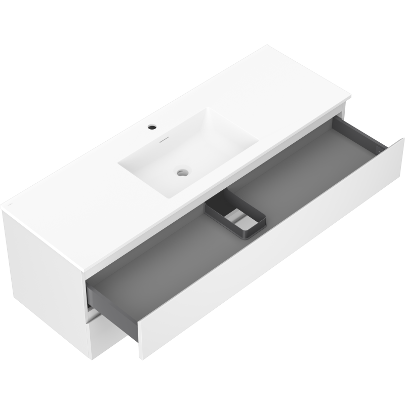Mexen Orio fürdőszobai szekrény 140 cm mosdóval Otis, 2 fiók, fehér matt - 91A10-14047-2-BFF01-W18M01