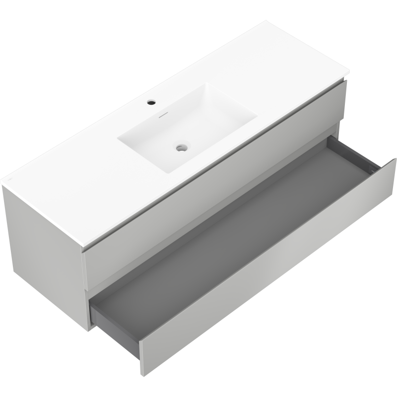 Mexen Orio fürdőszobaszekrény 140 cm Otis mosdóval, 2 fiók, szürke matt/fehér matt - 91A10-14047-2-BFF62-W18M01