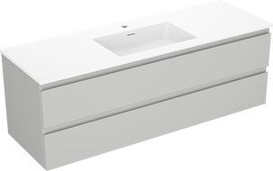 Mexen Orio fürdőszobaszekrény 140 cm Otis mosdóval, 2 fiók, szürke matt/fehér matt - 91A10-14047-2-BFF62-W18M01