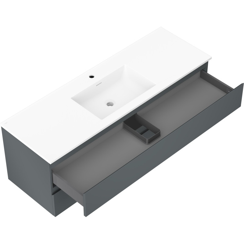 Mexen Orio 140 cm-es fürdőszobai szekrény Otis mosdóval, 2 fiók, grafit matt/fehér matt - 91A10-14047-2-BFF66-W18M01