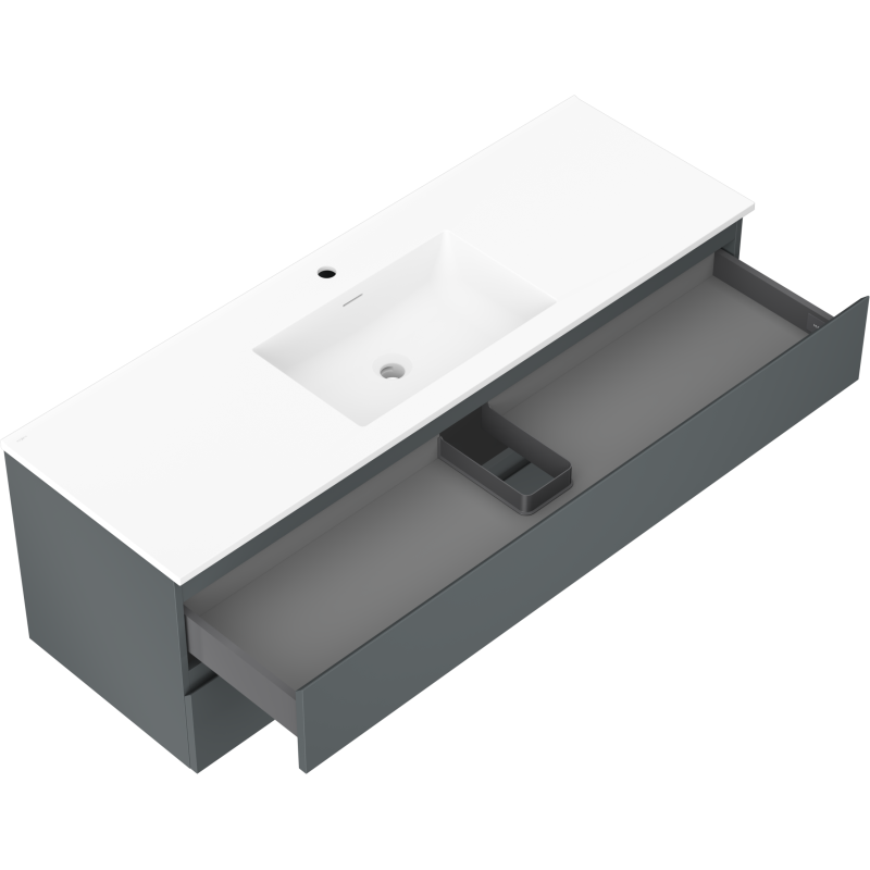 Mexen Orio dulap baie 140 cm cu lavoar Otis, 2 sertare, grafit mat/alb mat - 91A10-14047-2-BFF66-W18M01