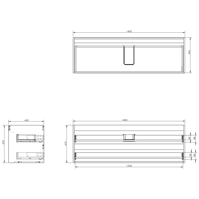 Mexen Orio dulap baie 140 cm cu lavoar Otis, 2 sertare, grafit mat/alb mat - 91A10-14047-2-BFF66-W18M01