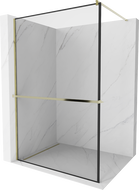 Mexen Kioto+ panou de duș cu raft Walk-in 100 x 200 cm, cadru negru, auriu - 800-100-121-50-70