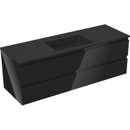 Mexen Orio dulap baie 140 cm cu chiuvetă Otis, 2 sertare, negru lucios/negru mat - 91A10-14047-2-BFF70-W18M71