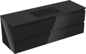 Mexen Orio dulap baie 140 cm cu chiuvetă Otis, 2 sertare, negru lucios/negru mat - 91A10-14047-2-BFF70-W18M71